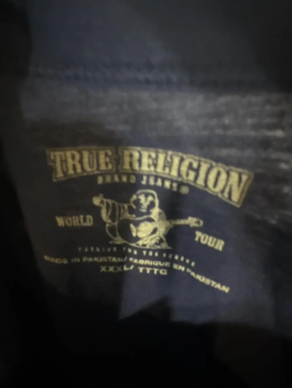 True Religion Men's Navy and Blue Tshirt
